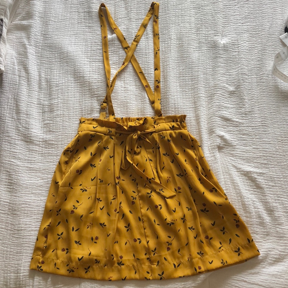 Silk yellow floral overall skirt